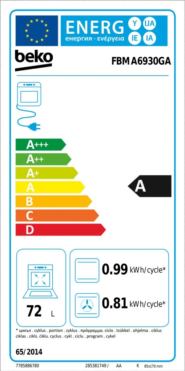 Beko FBMA6930GA Vrijstaand fornuis - 4 Inductiezonen Zwart
