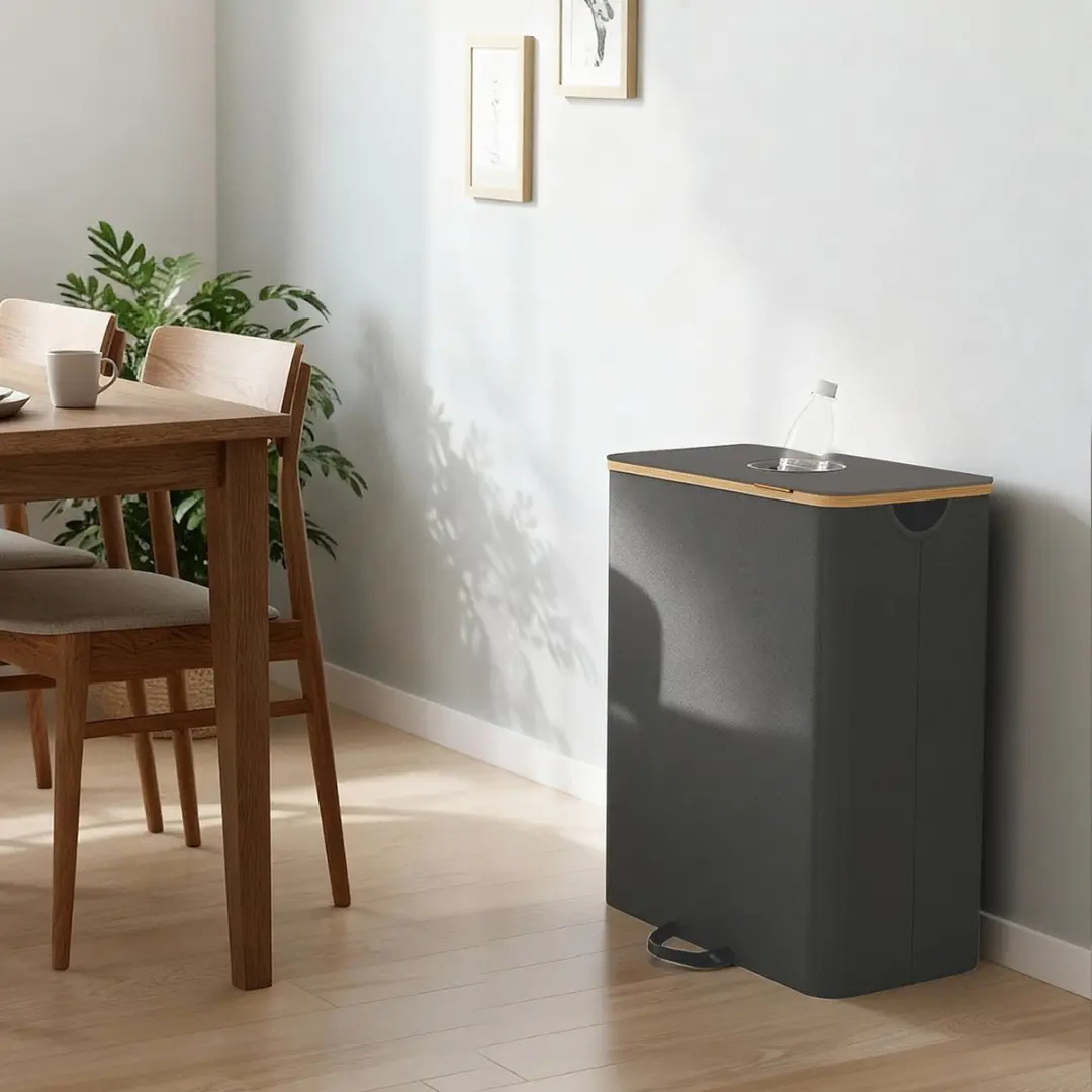 Songmics Flessencontainer 140L - Grijs/Beige