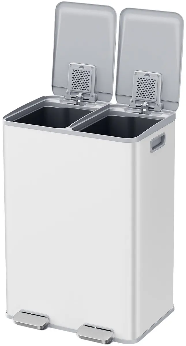 Songmics Prullenbak 2-vaks 60L - Mat wit