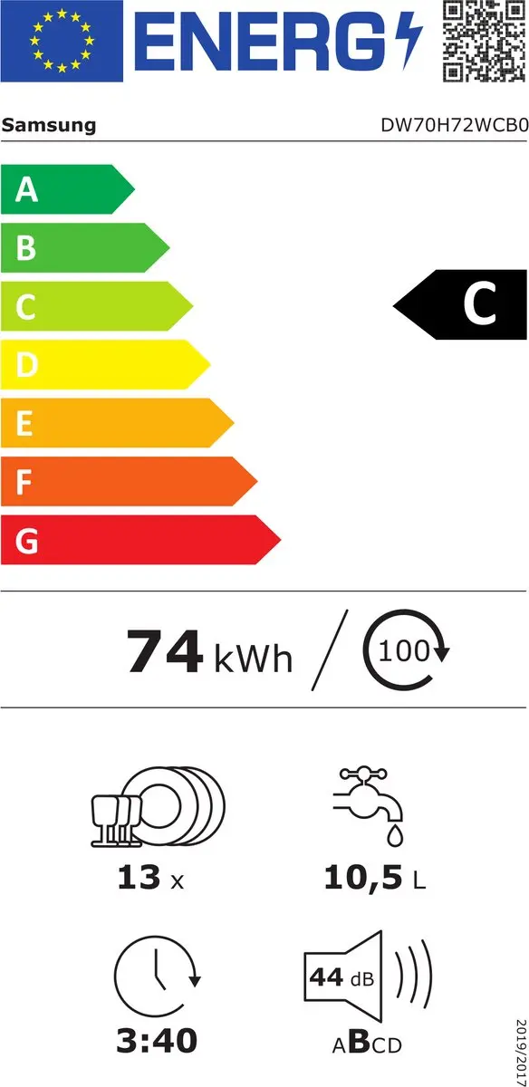 Samsung 70 Serie DW70H72WCB0U1 Vaatwasser - 13 Couverts