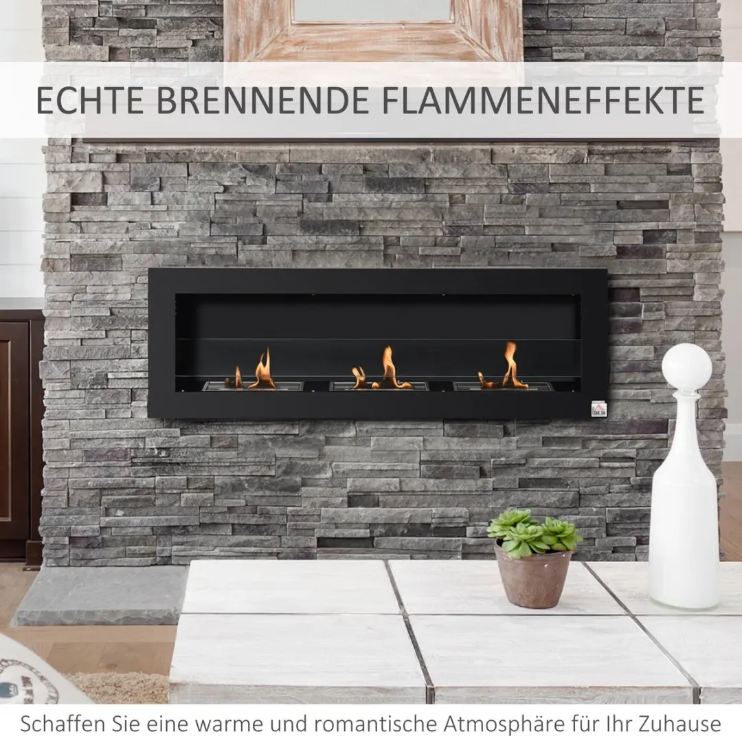 Homcom Ethanol Haard 2000W 120x15x40cm Zwart