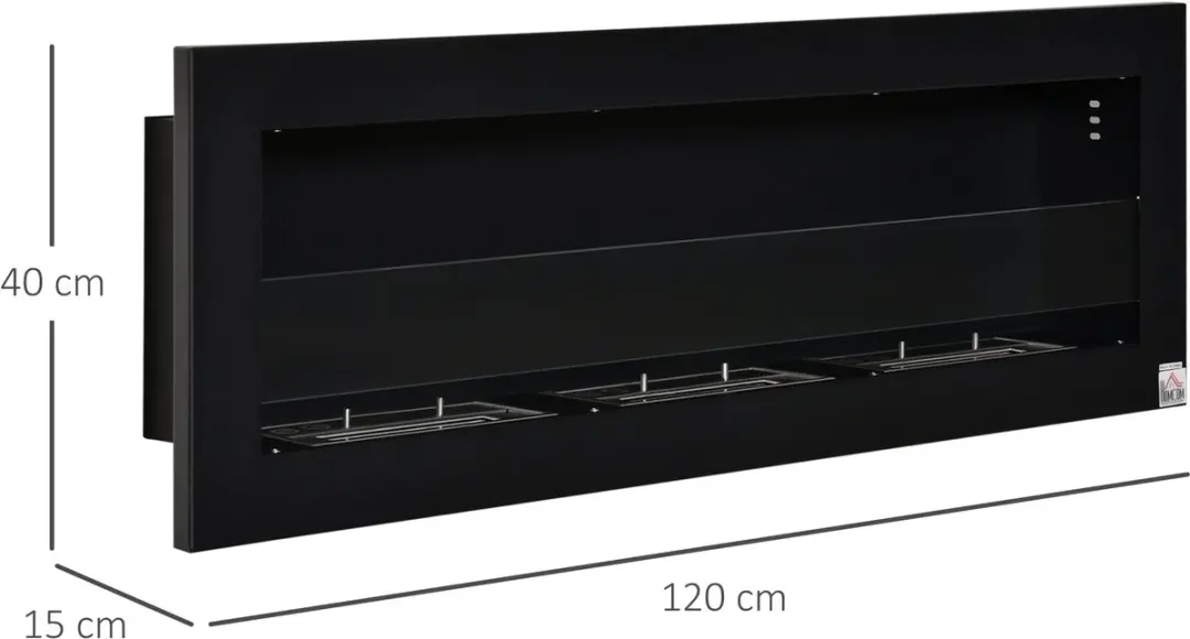 Homcom Ethanol Haard 2000W 120x15x40cm Zwart