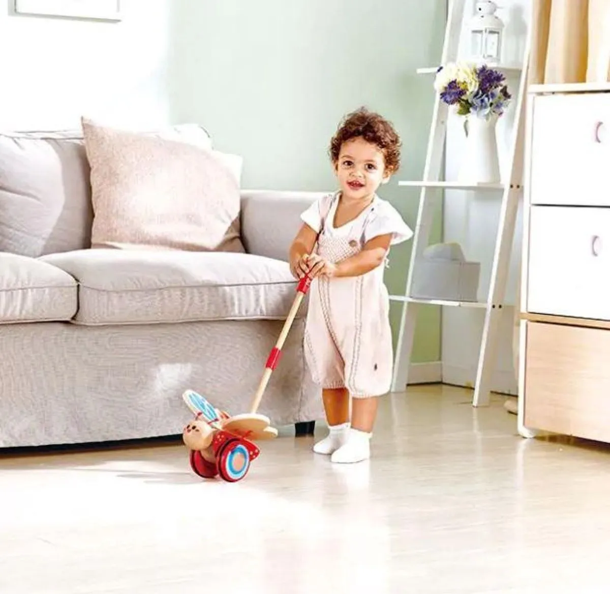 Hape Butterfly Push & Pull Duwstok - Geel