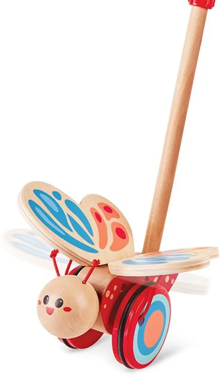 Hape Butterfly Push & Pull Duwstok - Geel