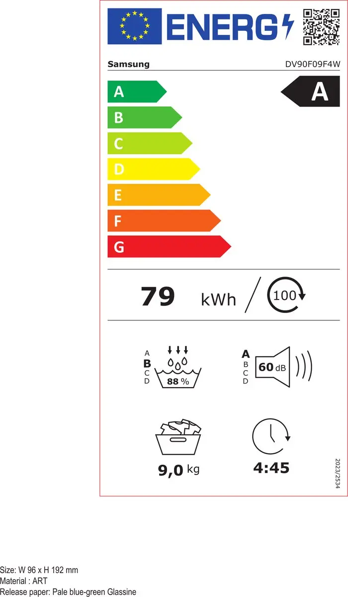 Samsung DV90F09F4WT2 Wasdroger 9 kg