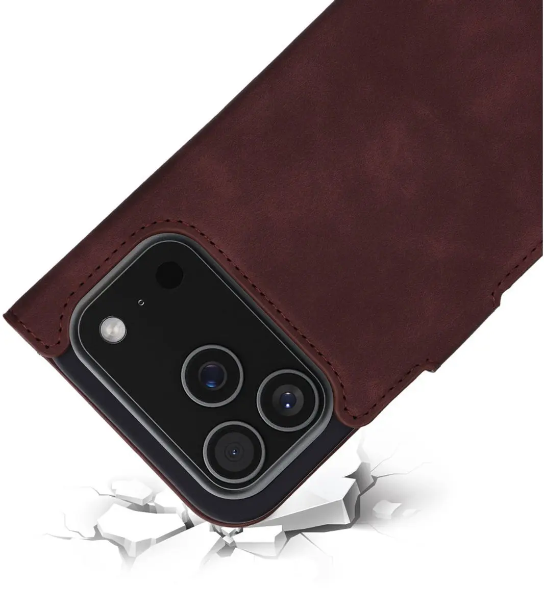 Mobiparts MP-129983 Hoesje iPhone 17 Pro - Wallet - Eco Leer - Paars/Rood