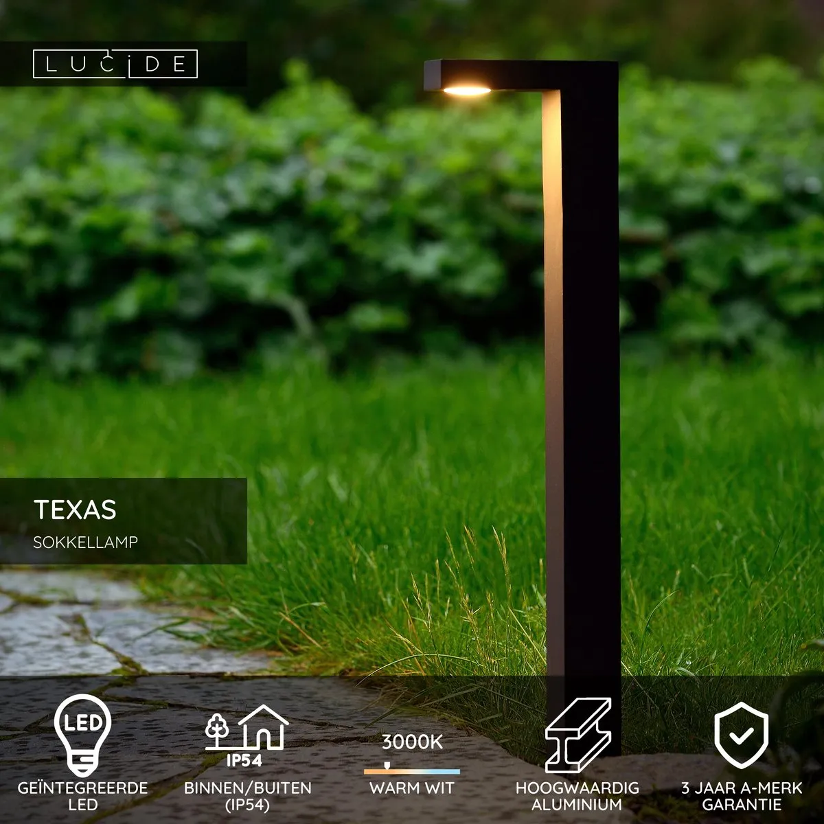 Lucide Texas Sokkellamp LED 7W 3000K - Antraciet