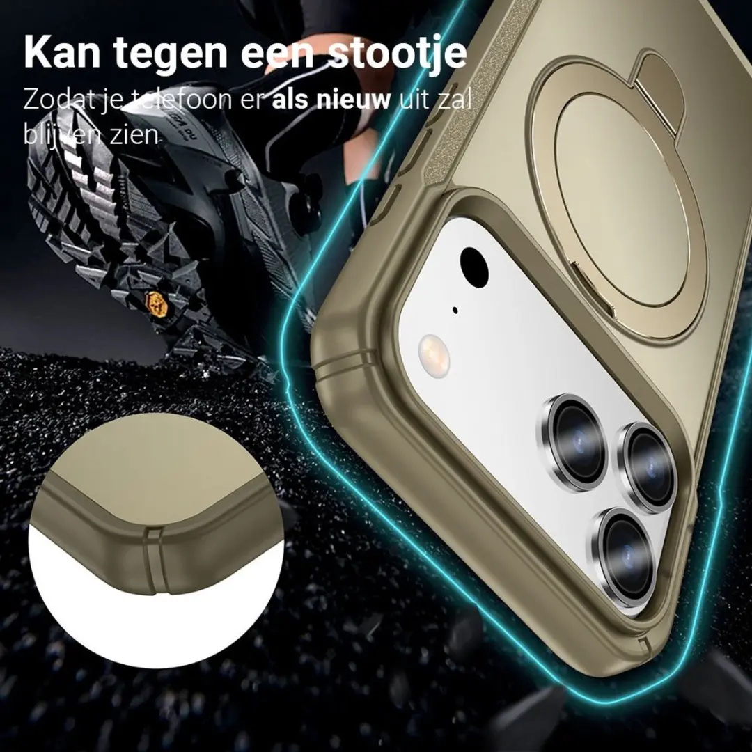 MobiQ Magnetisch Ringstand MagSafe Hoesje 46-01561 - iPhone 17 Pro Max - Kaki