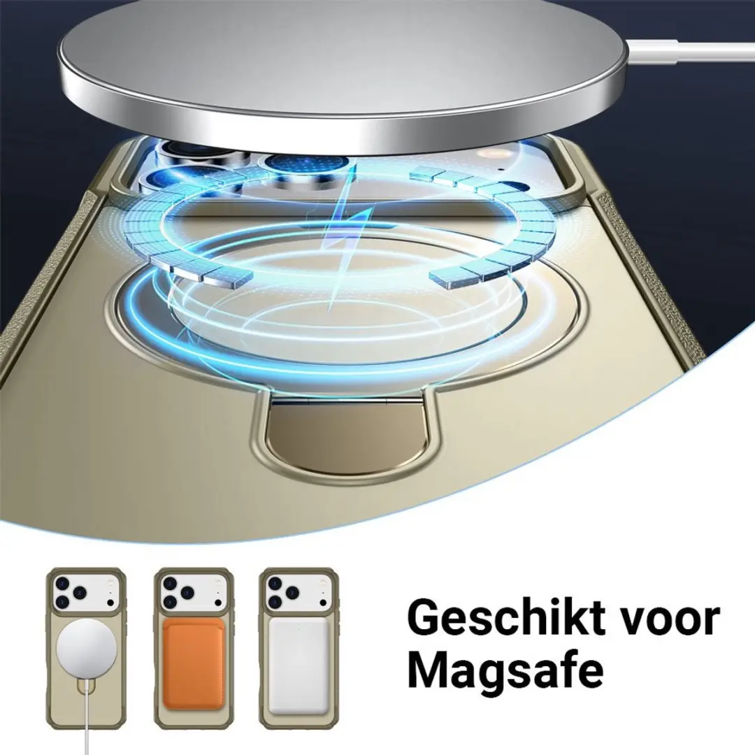 MobiQ Magnetisch Ringstand MagSafe Hoesje 46-01561 - iPhone 17 Pro Max - Kaki