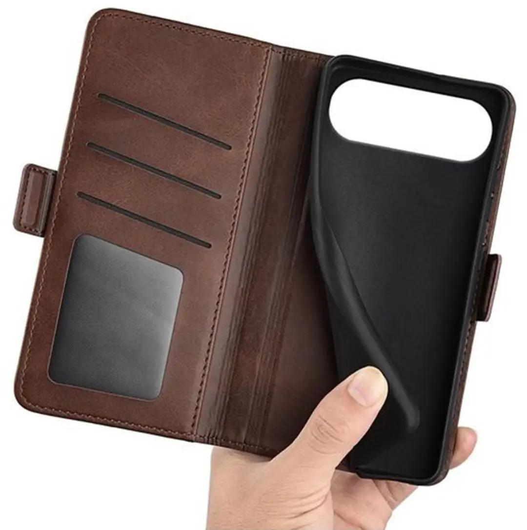 MobiQ PU Lederen Wallet Hoesje iPhone 17 Air - 46-01288 - Donkerbruin