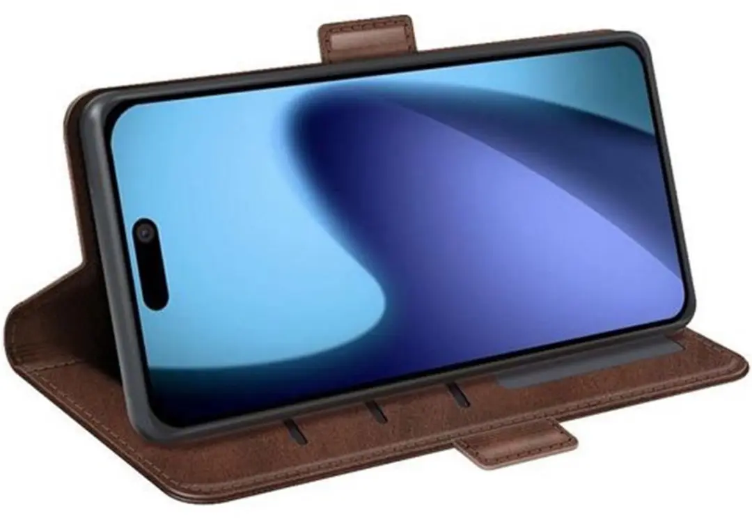 MobiQ PU Lederen Wallet Hoesje iPhone 17 Air - 46-01288 - Donkerbruin