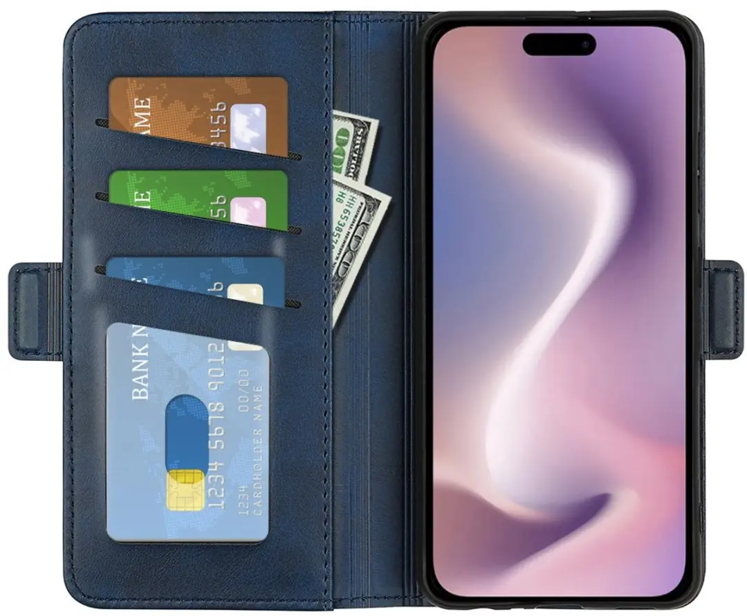 MobiQ PU Lederen Wallet Case iPhone 16 Plus