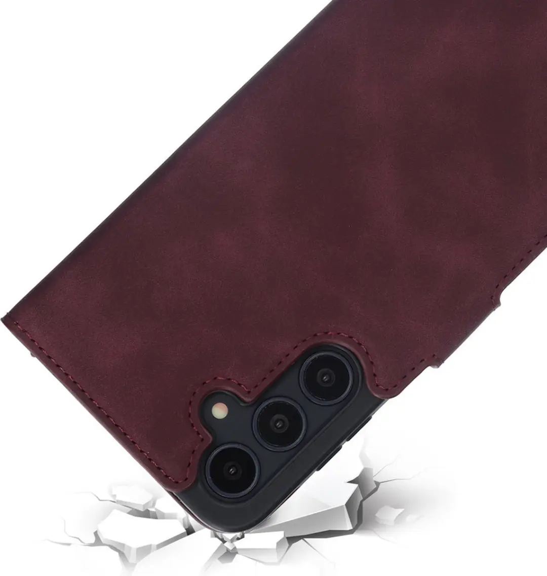 Mobiparts MP-128073 Hoesje Samsung Galaxy A35 5G - Wallet - Eco Leer - Paars/Rood
