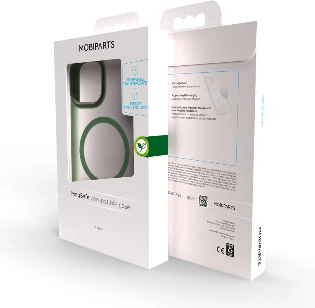 Mobiparts MP-5001936 MagSafe Hoesje iPhone 15 Plus - Groen - 2x Glas Screenprotector