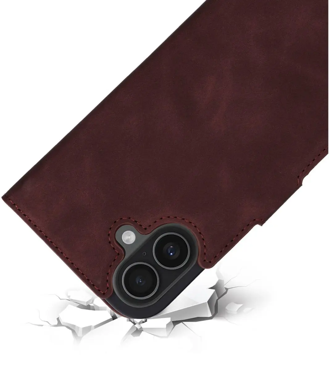 Mobiparts MP-131685 Hoesje iPhone 17 Wallet - Eco Leer - Magneet - 3 Pasjes - Paars/Rood