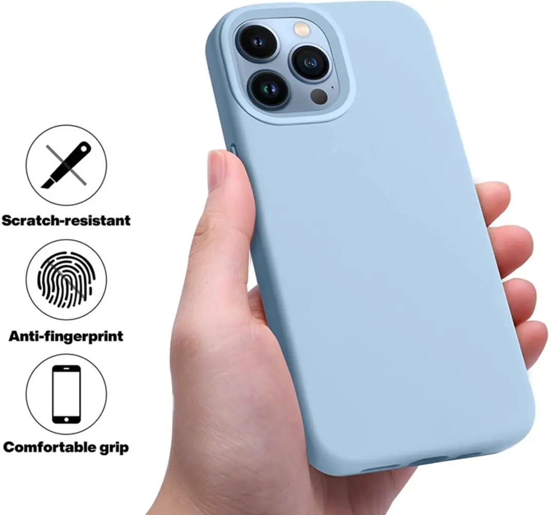 MobiQ Liquid Silicone Hoesje iPhone 13 Pro Max - lichtblauw