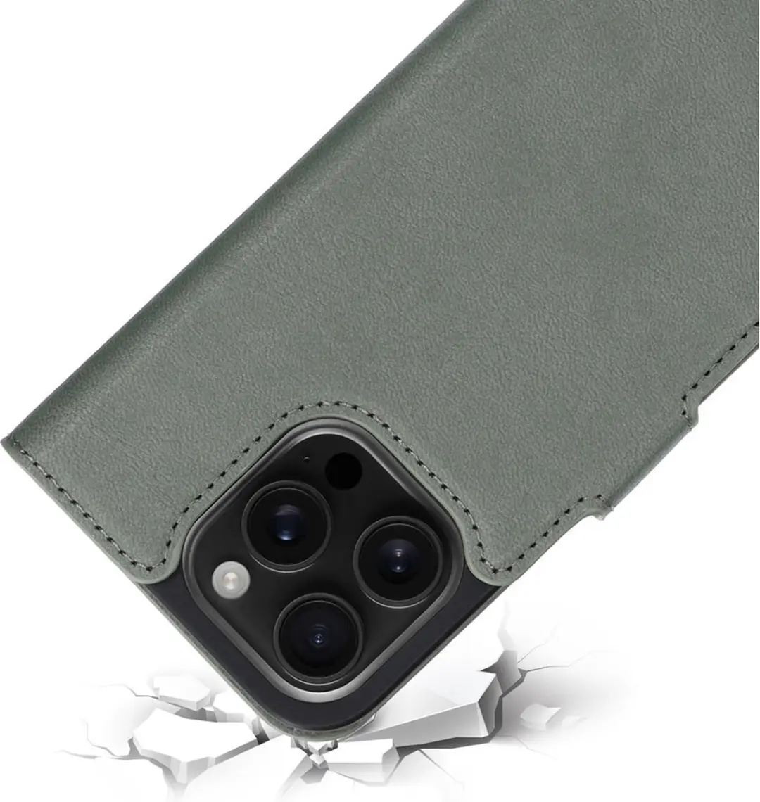 Mobiparts MP-127620 Hoesje iPhone 16 Pro - Wallet Eco Leer Groen - MagSafe