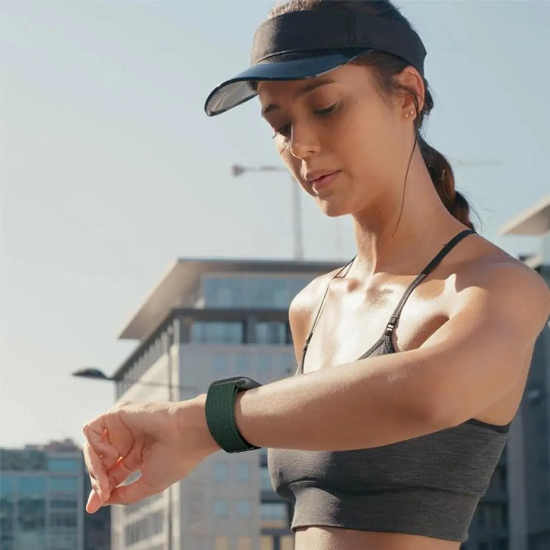 MobiQ Gevlochten Nylon Bandje Apple Watch 40mm - Donkergroen