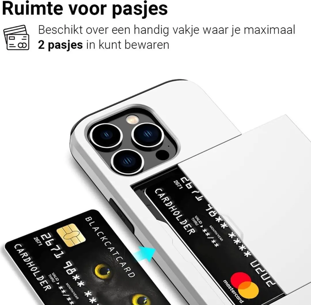 MobiQ iPhone 14 Pro Max Pashoesje - 2 Pasjes - Wit