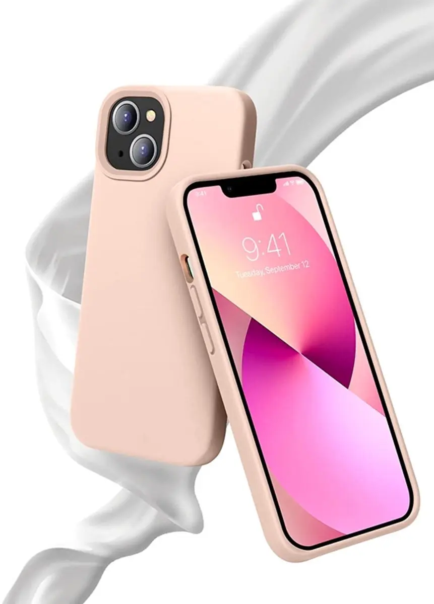 MobiQ Liquid Silicone Hoesje iPhone 13 Mini - lichtroze