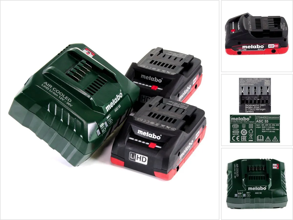 Metabo 18V LiHD Accu Basisset 2x 4,0Ah + Oplader ASC 55