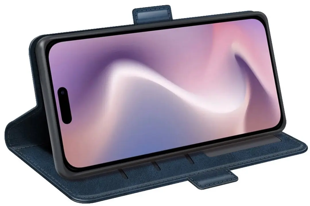 MobiQ PU Lederen Wallet Case iPhone 16 Plus 46-00188 - Zwart