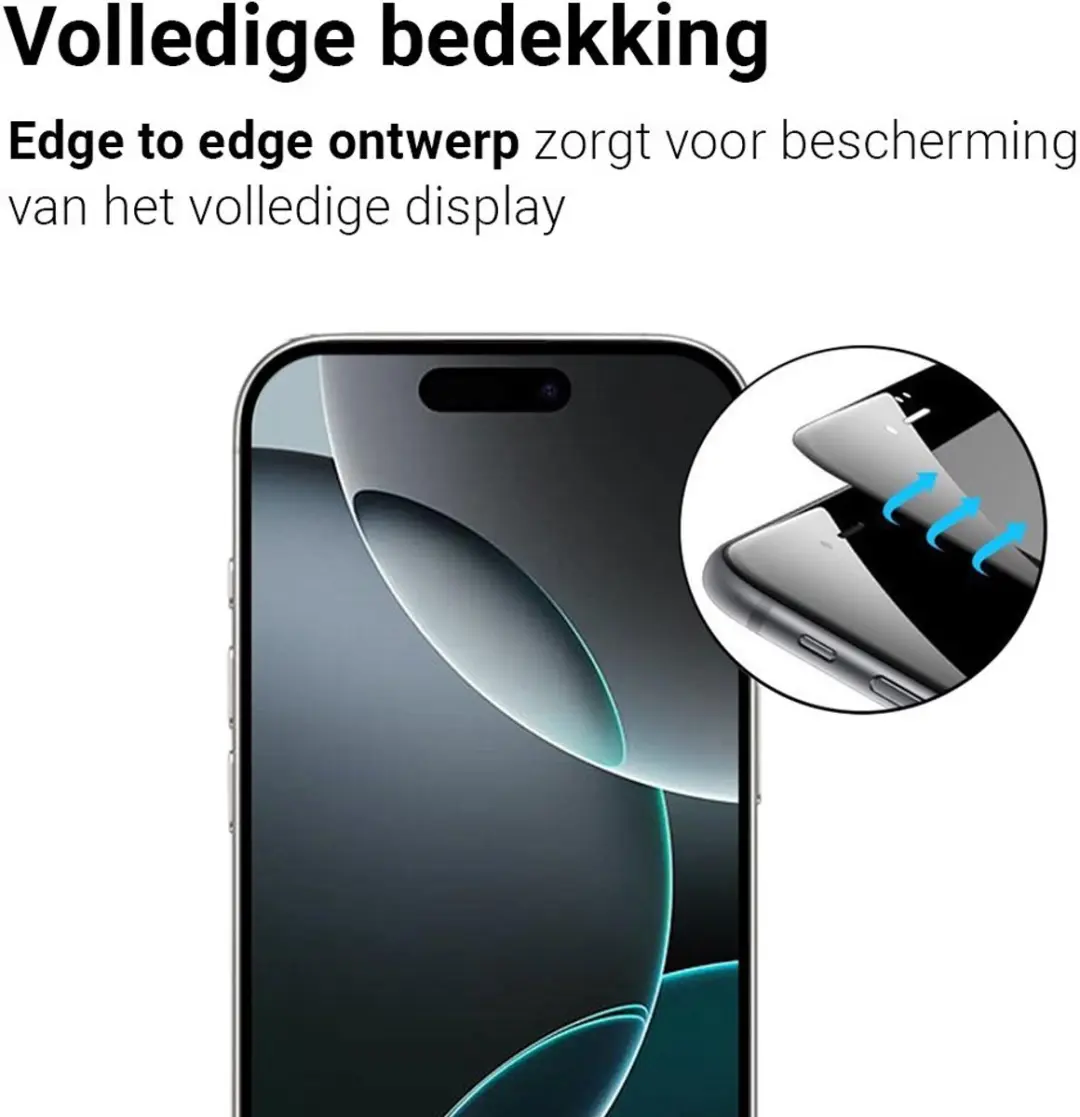 MobiQ Edge-to-edge Glas Screenprotector iPhone 17 Pro Max - Transparant
