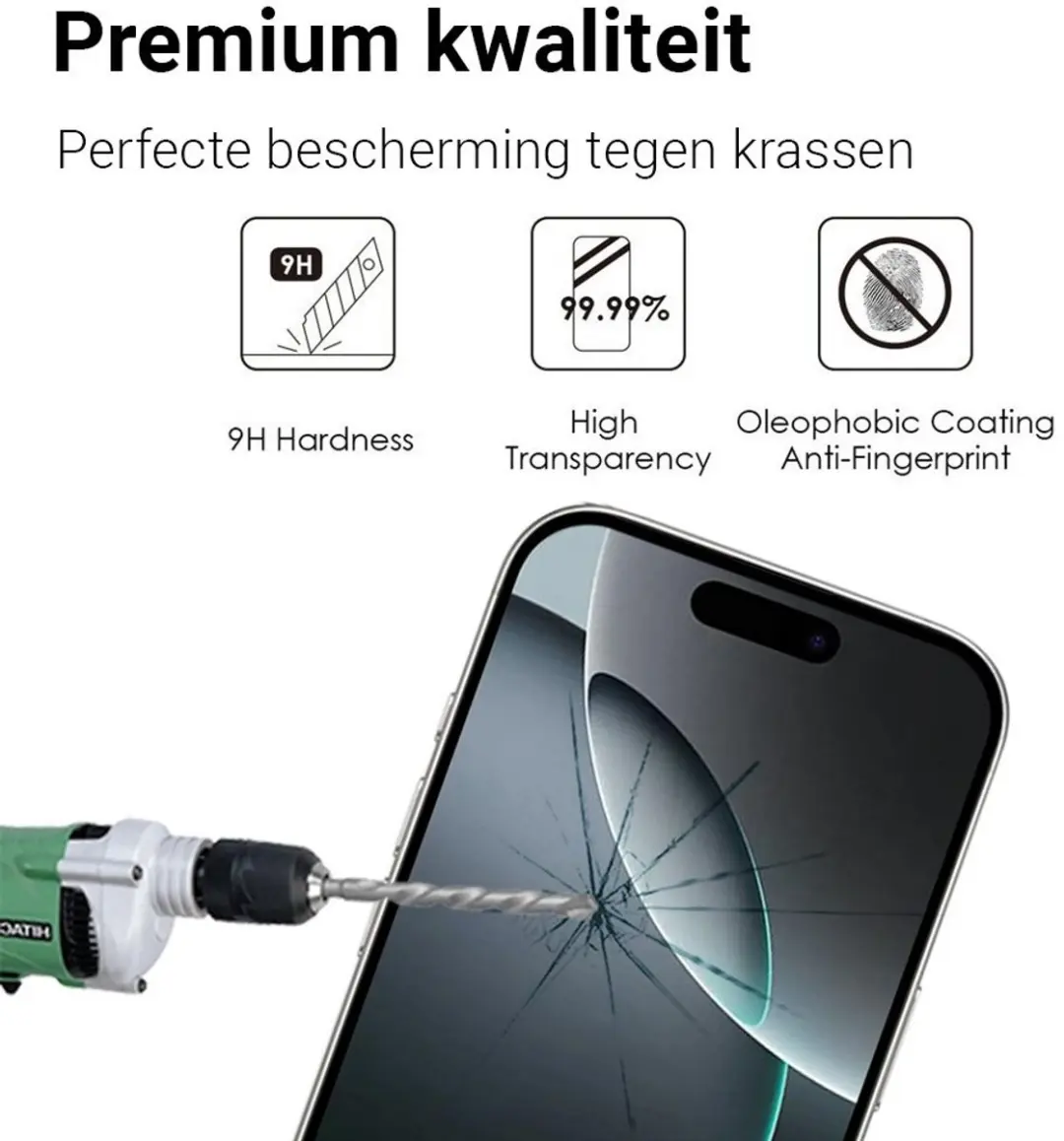 MobiQ Edge-to-edge Glas Screenprotector iPhone 17 Pro Max - Transparant