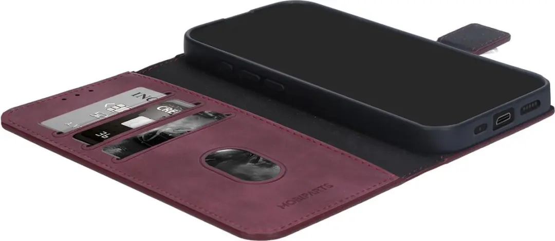Mobiparts MP-128425 Wallethoesje iPhone 13/14/15 - Eco Leer - Paars/Rood