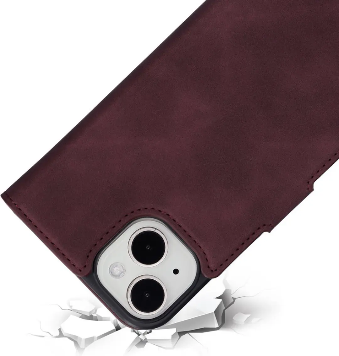 Mobiparts MP-128425 Wallethoesje iPhone 13/14/15 - Eco Leer - Paars/Rood
