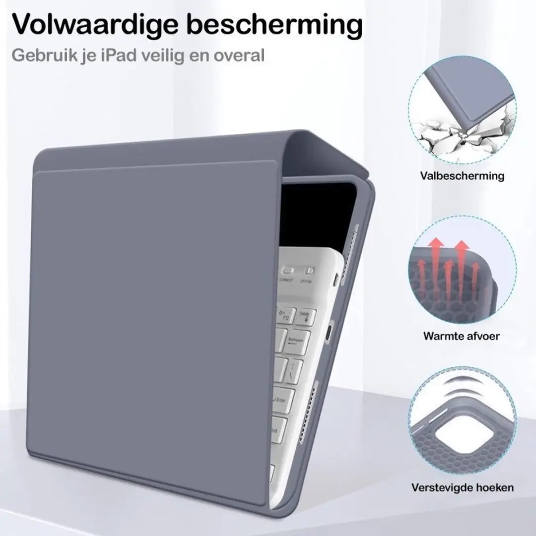 MobiQ Toetsenbord Hoes iPad Mini 7 46-00495 - Lavendelgrijs