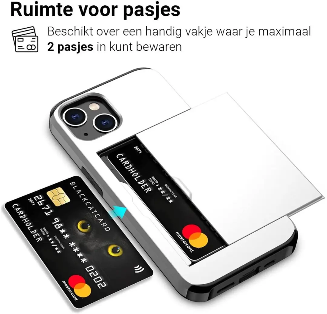 MobiQ iPhone 13 Pashoesje - 2 Pasjes - Wit
