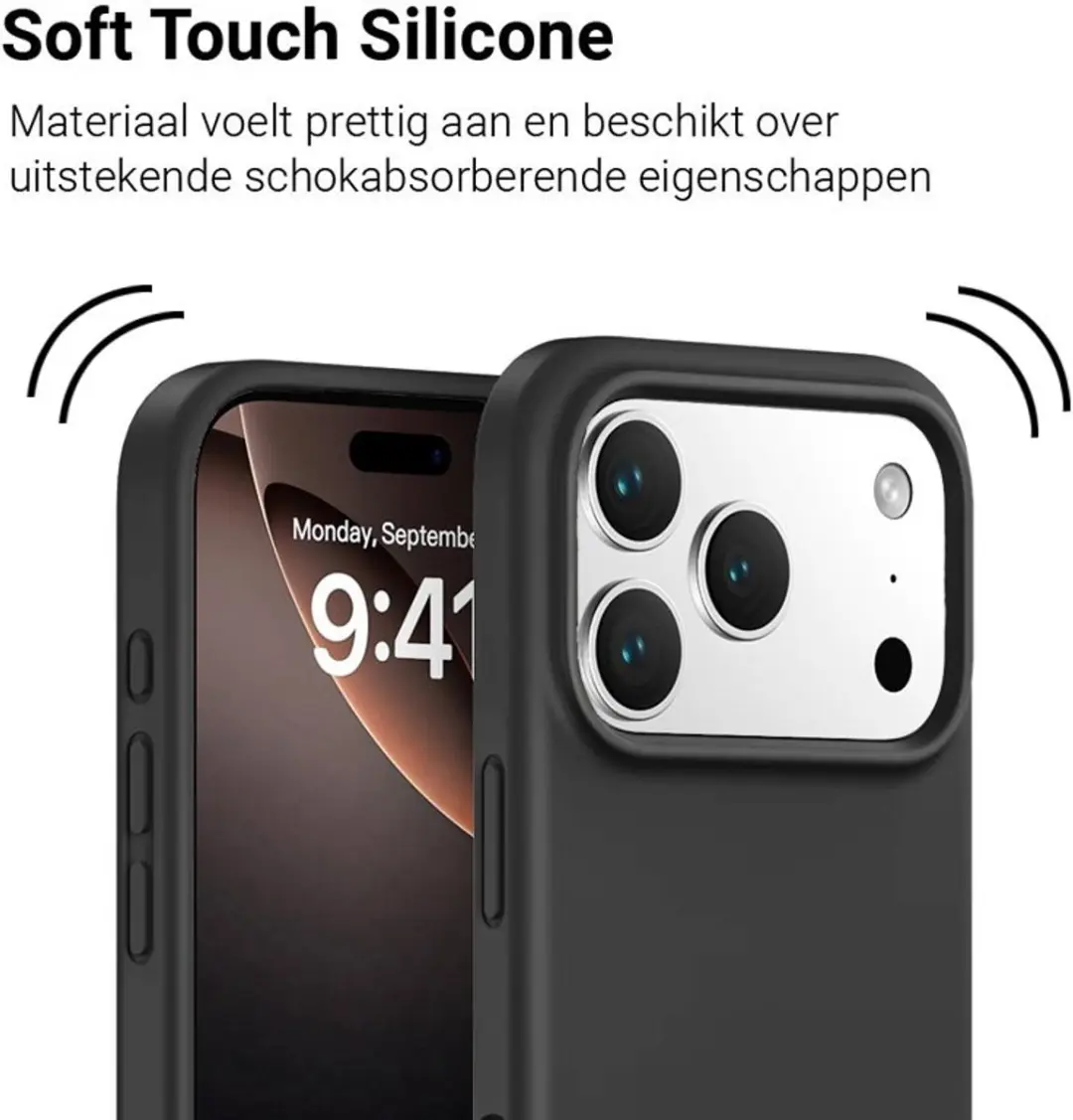 MobiQ Liquid Siliconen Hoesje iPhone 17 Pro 46-01337 - Zwart