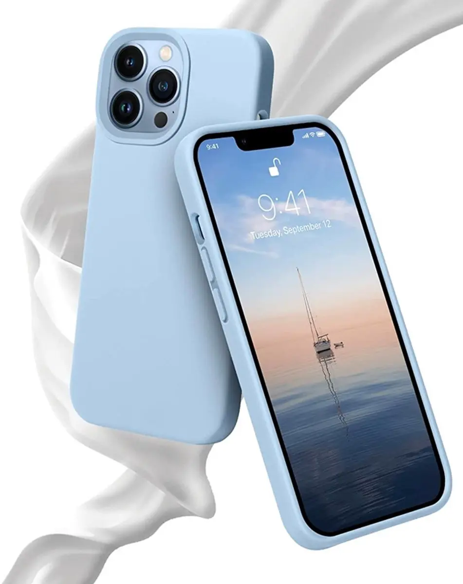 MobiQ Liquid Silicone Hoesje iPhone 13 Pro - lichtblauw