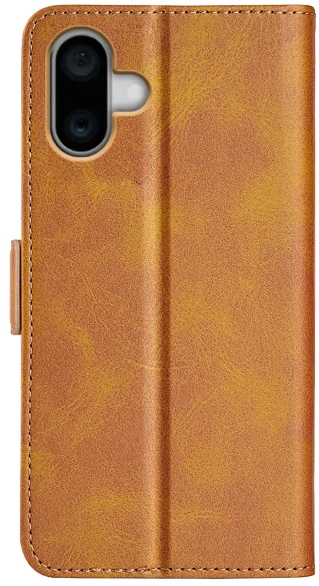 MobiQ PU Lederen Wallet Case iPhone 16 Plus 46-00191 - lichtbruin
