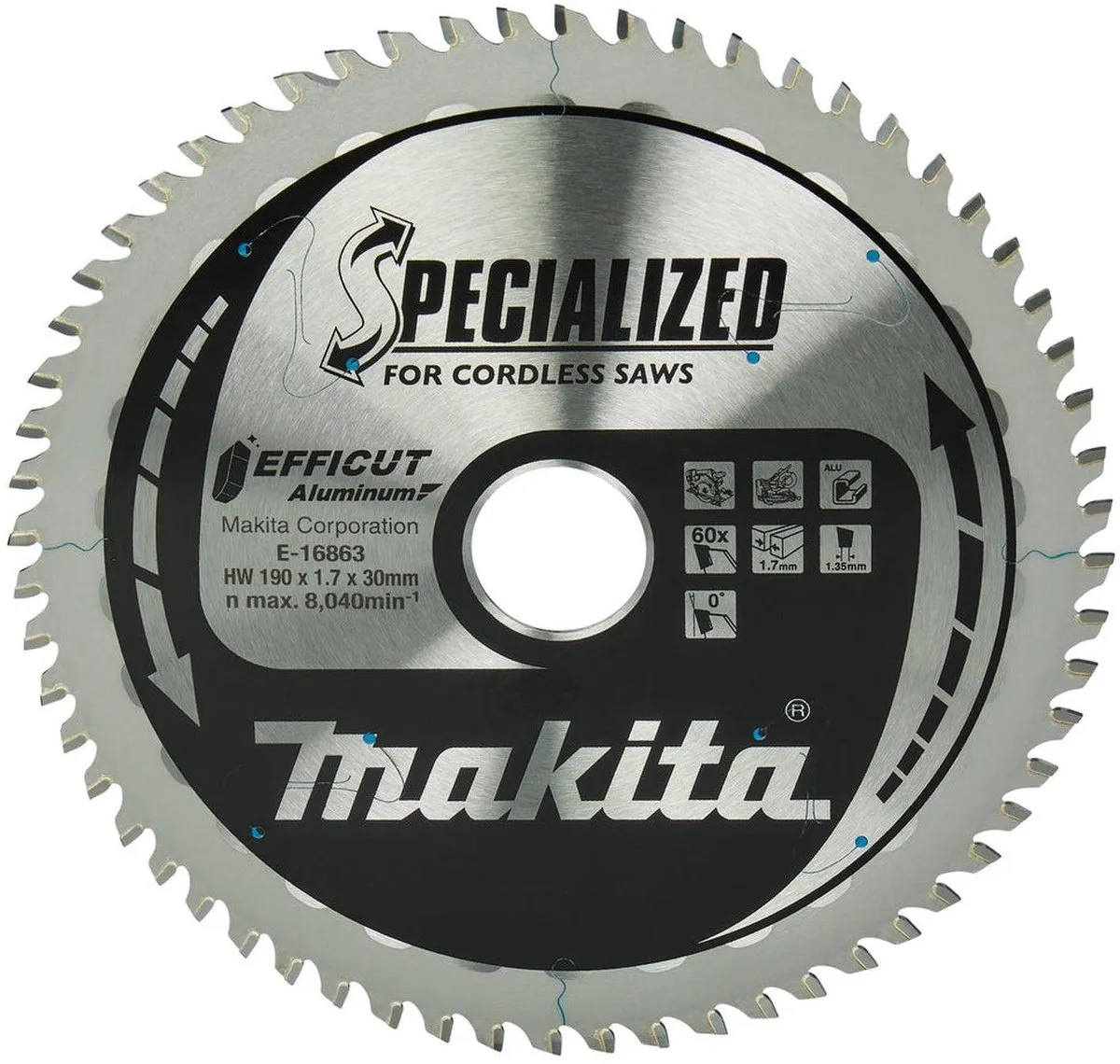 Makita E-16863 Cirkelzaagblad Aluminium 190mm 60T
