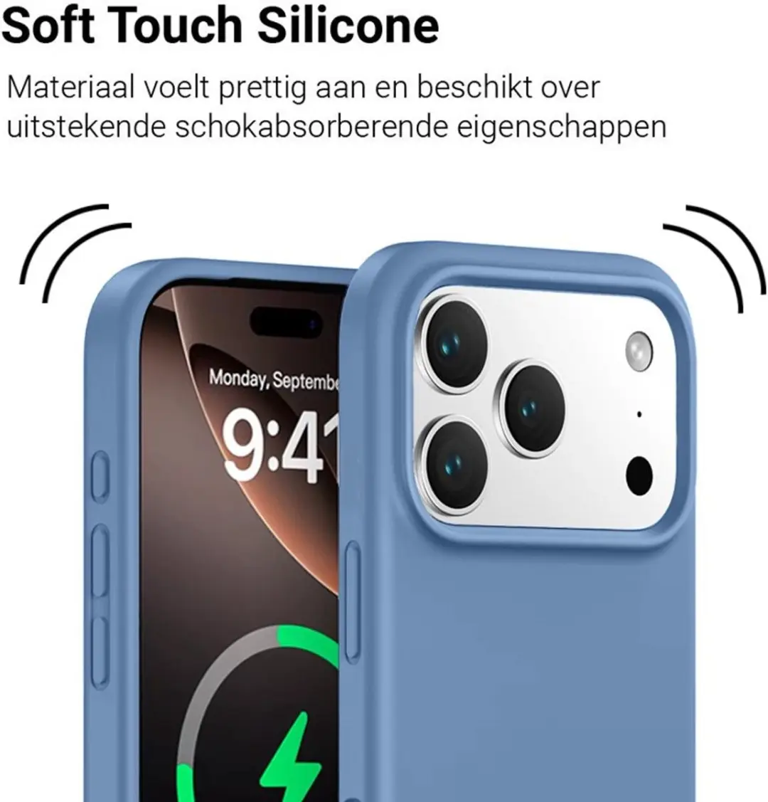 MobiQ Siliconen MagSafe Hoesje iPhone 17 Pro - ice blue - 46-01584
