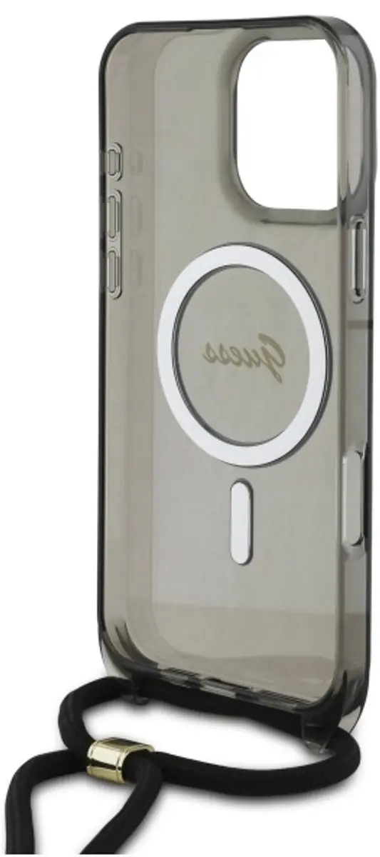 Guess Crossbody Cord Script iPhone 16 Pro Etui - MagSafe - Zwart - afbeelding 6 van 6
