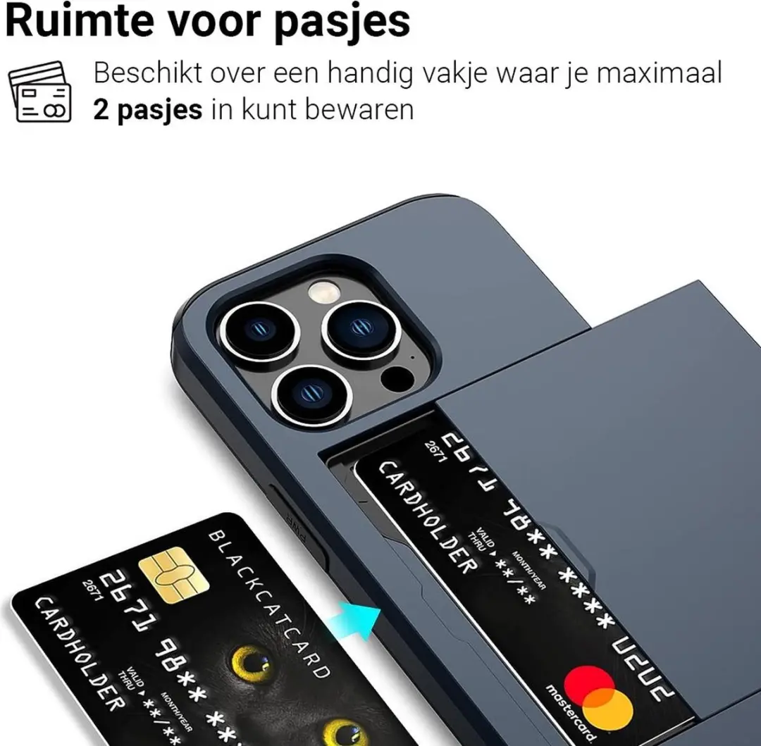 MobiQ Hoesje iPhone 14 Pro - Pashouder 2 Stuks - Blauw