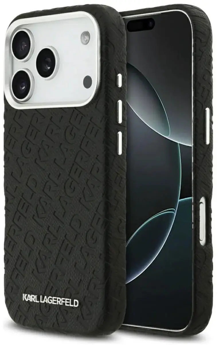Karl Lagerfeld Gestempeld Magsafe Hoesje iPhone 17 Pro - Zwart