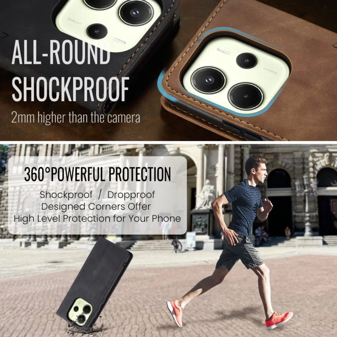 Caseme 013 Book Case Hoesje - Xiaomi Redmi Note 14 4G - Zwart