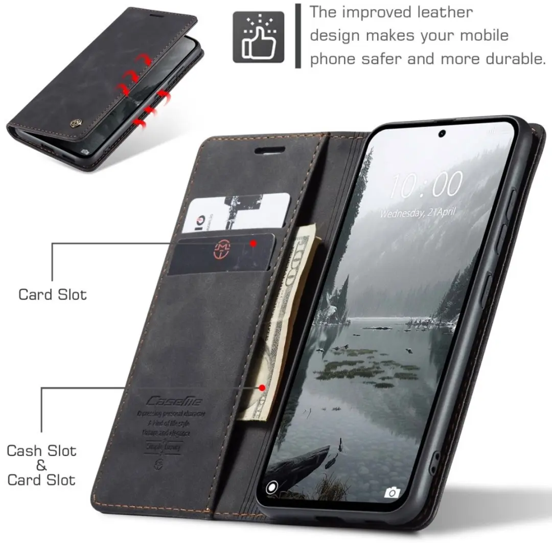 Caseme 013 Book Case Hoesje - Xiaomi Redmi Note 14 4G - Zwart