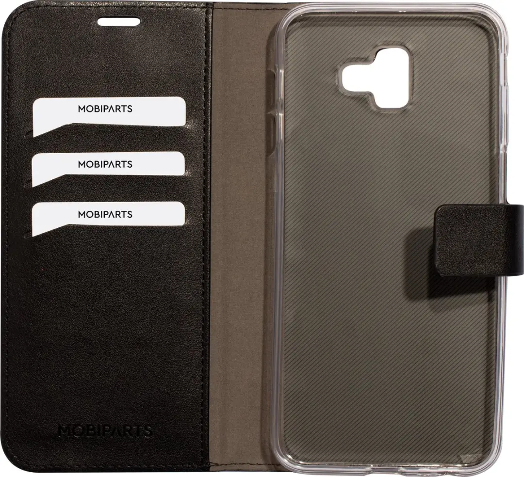 Mobiparts MP-84164 Wallethoesje Samsung Galaxy J6+ - Eco Leer - Zwart