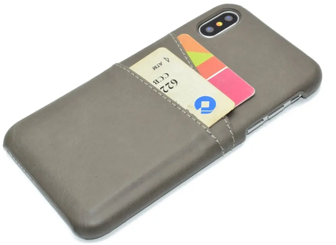 MobiQ Leer Pashouder iPhone X/XS - 2 Pasjes - grijs