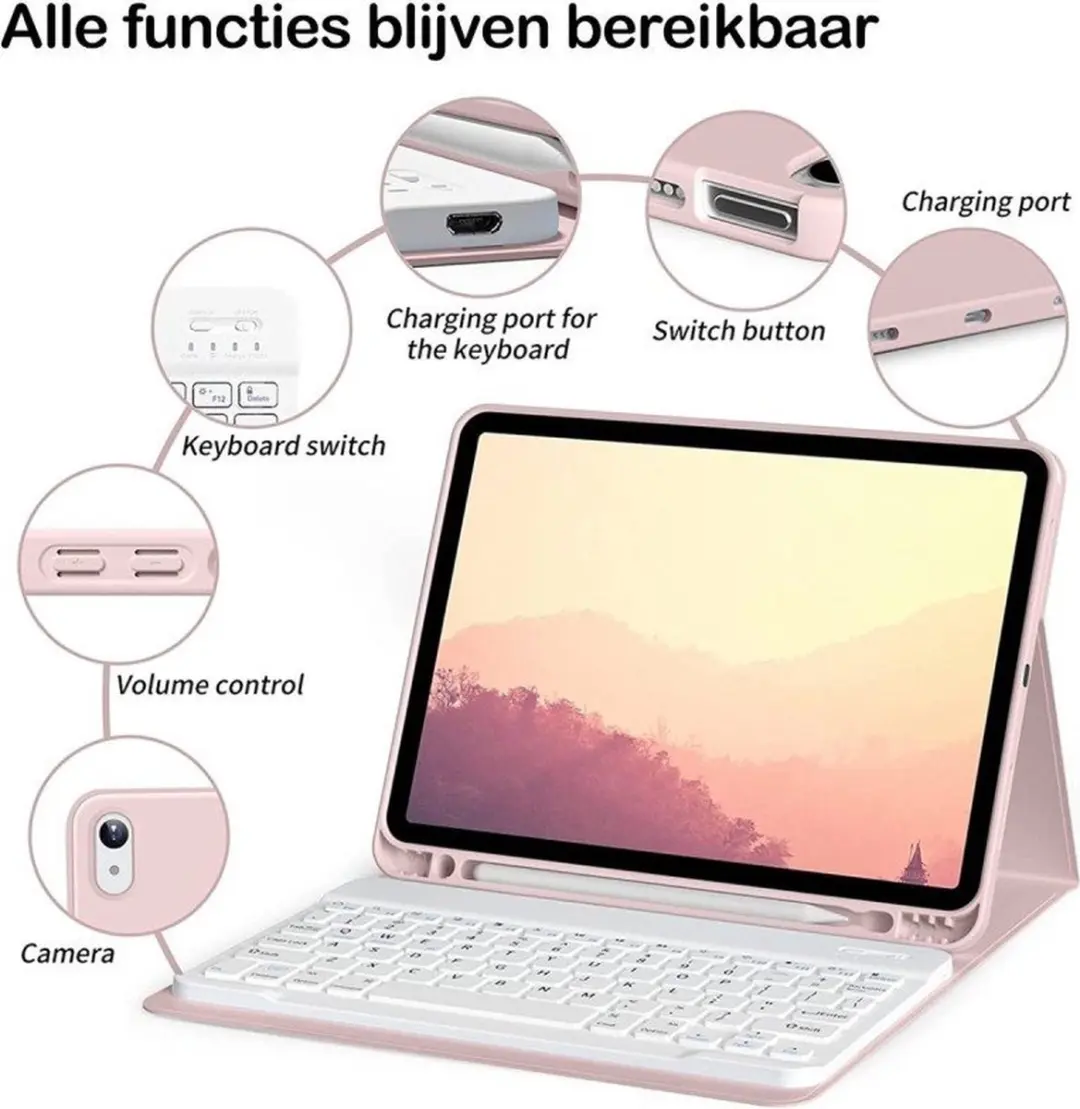 MobiQ Toetsenbord Hoes iPad Mini 7 46-00496 - Lichtroze