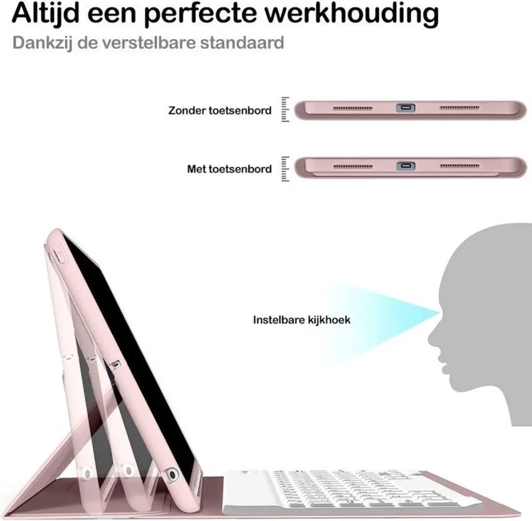 MobiQ Toetsenbord Hoes iPad Mini 7 46-00496 - Lichtroze