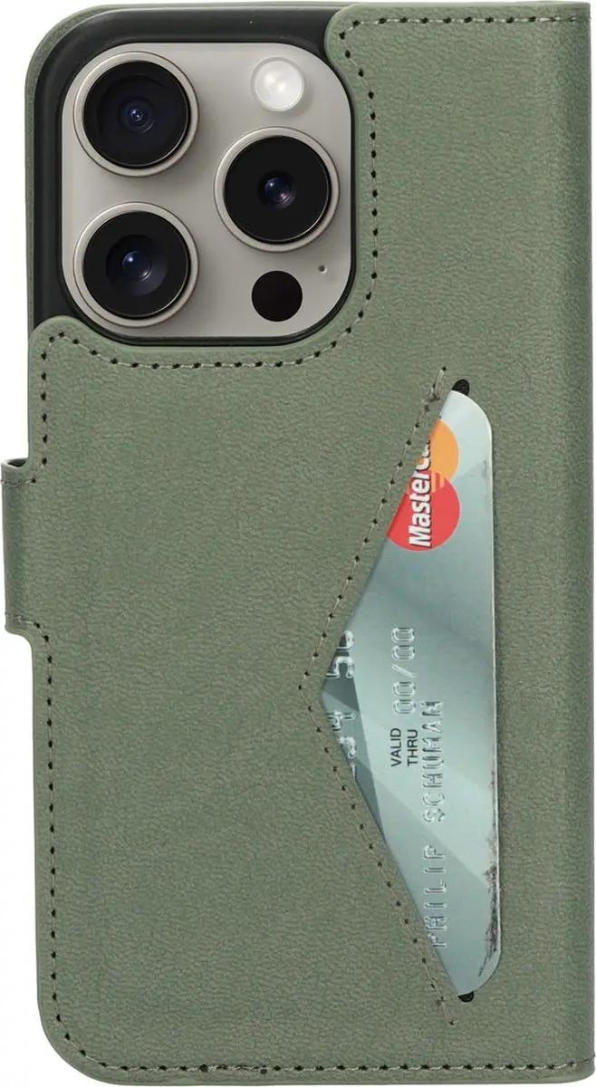 Mobiparts MP-124384 Hoesje iPhone 15 Pro - Wallet - Groen
