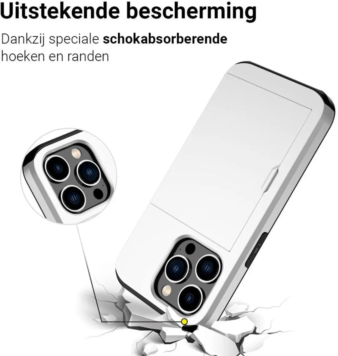 MobiQ Hybrid Card Case Hoesje iPhone 16 Pro Max 46-00387 - wit