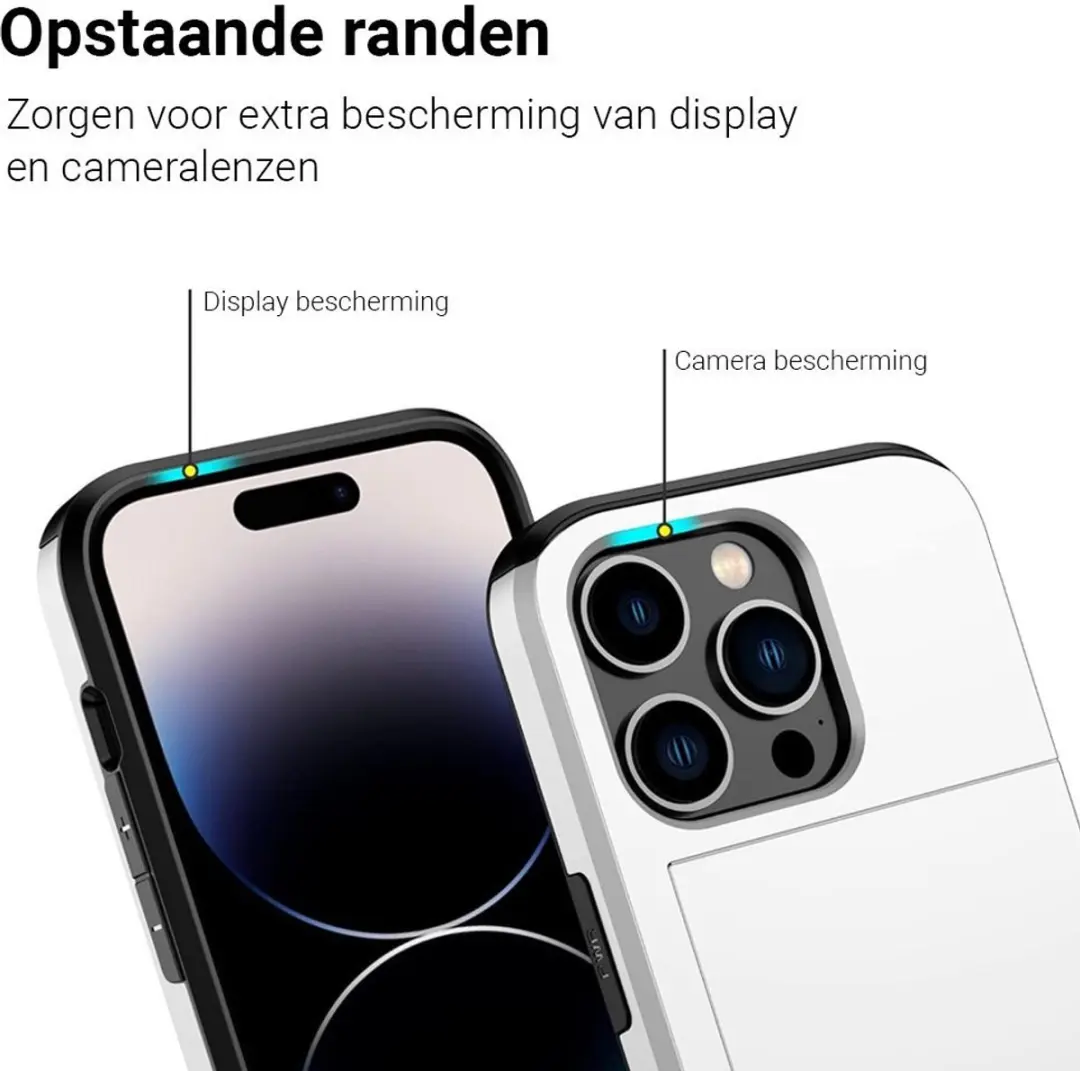 MobiQ Hybrid Card Case Hoesje iPhone 16 Pro Max 46-00387 - wit