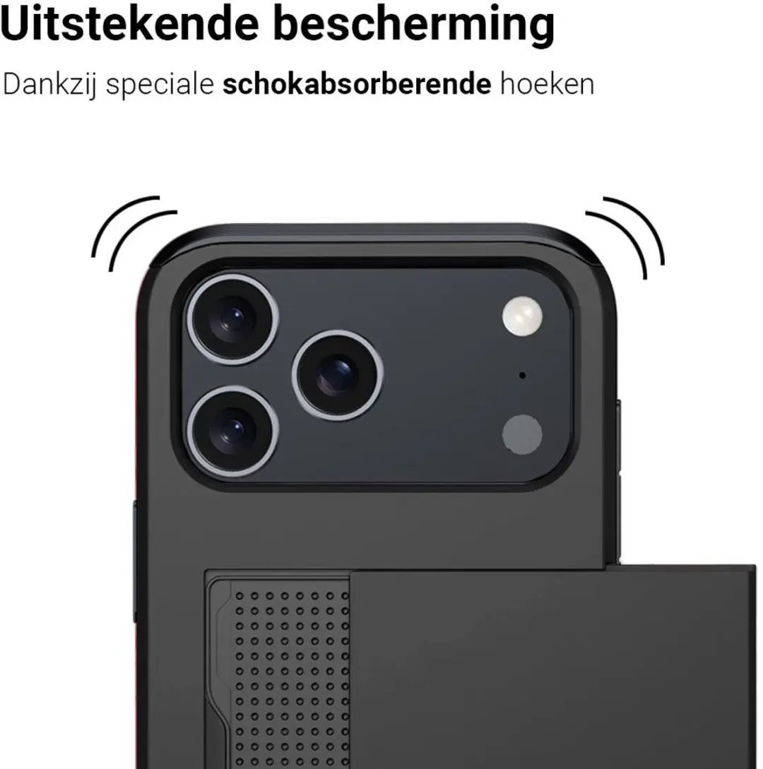 MobiQ Hybrid Card iPhone 17 Pro Max Hoesje - 46-01134 - Zwart